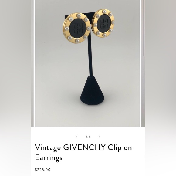 Givenchy Vintage Haute Couture Disc clip on earrings with gold tone faux pearls - Picture 7 of 7